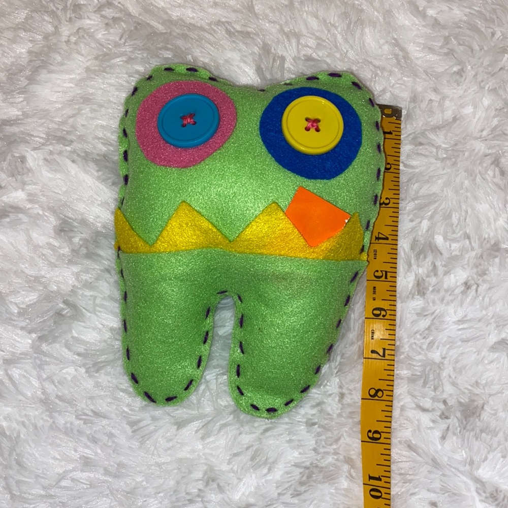 Tooth Fairy Pillow Monster Tooth Pillow Green Yellow